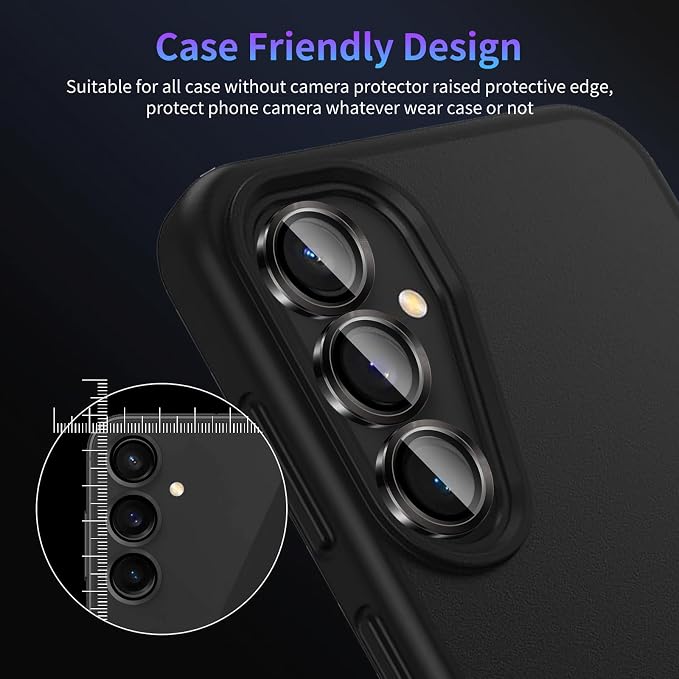 Camera Lens Protector for Samsung Galaxy S23 FE,1 Pack | Tempered Metal Glass Camera Cover Film,HD Clear,Anti-Scratch Lens Screen Protector Film,Case Friendly,Black Titanium - Image 7