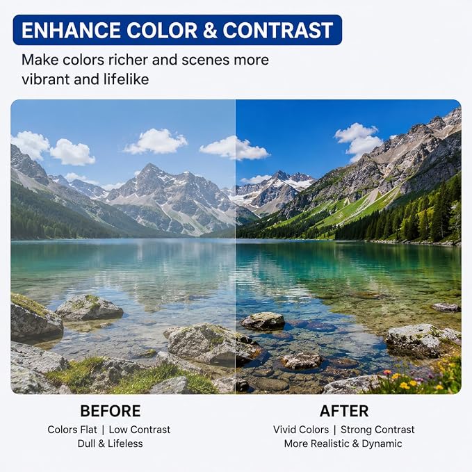 52mm CPL Phone Camera Lens Filter with Clip, Rotatable Circular Polarizer Filter for Smartphone Photography, Reduce Glare & Reflections, Enhance Color and Contrast for iPhone 17 16 15 14 13 12 - Image 3
