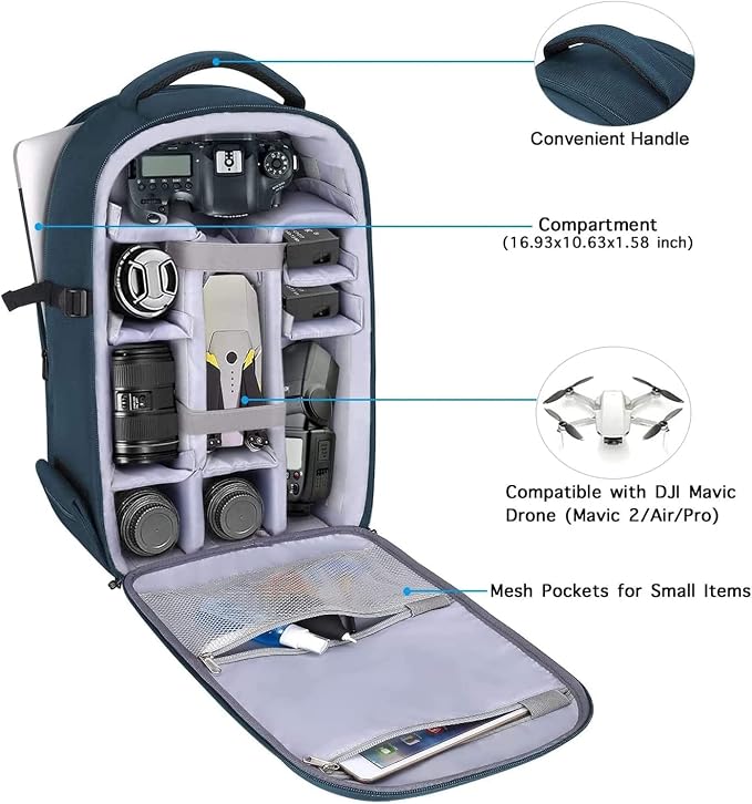MOSISO Camera Backpack, DSLR/SLR/Mirrorless Photography Camera Bag | 15-16 inch Waterproof Hardshell Case with Tripod Holder&Laptop Compartment Compatible with Canon/Nikon/Sony, Deep Teal - Image 2