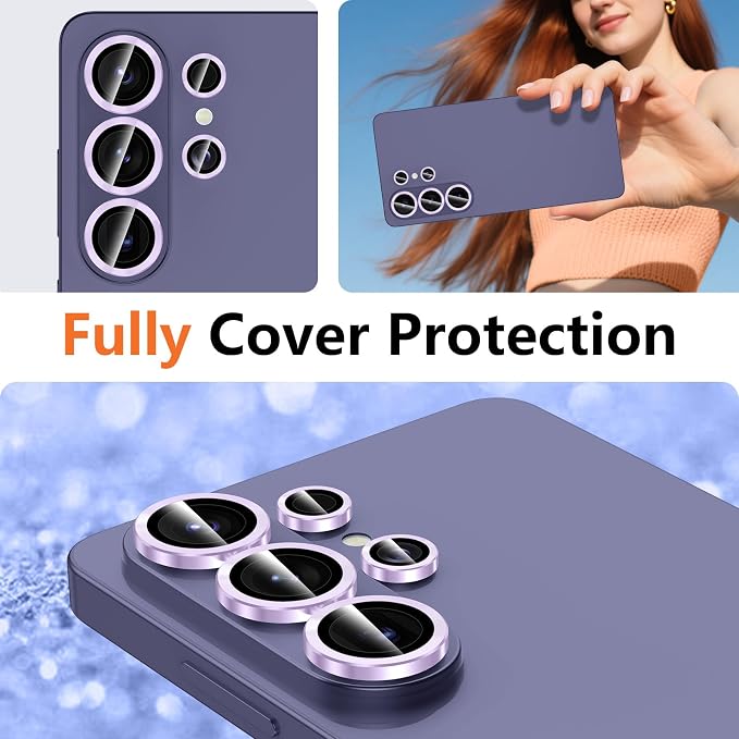 for Samsung Galaxy S26 Ultra Camera Lens Protector, Individual Metal Ring Tempered Glass Lens Cover, [Strong Adsorption] Scratch Resistant Ultra-Thin HD Clear Lens Cover, 1 Set-Lavender - Image 8