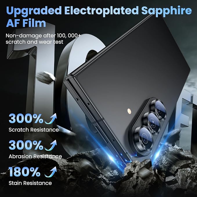 Uyiton for Samsung Galaxy Z Fold 8 Ultra/Z Fold 7 Camera Lens Protector | Military-Grade Sapphire Glass Rear Camera Screen Cover - [Strong Adsorption] Ultra HD Clear Lens Protector, Black (8 inch) - Image 4