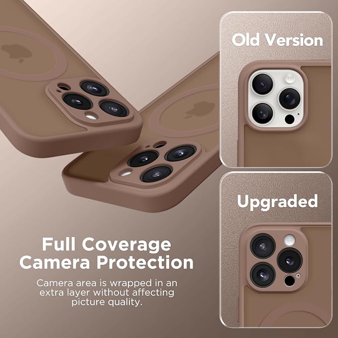 CAPRARO for iPhone 15 Pro Max Case, Compatible with MagSafe Brown | Upgraded [Full Camera Protection] Shockproof Protective Slim Translucent Matte Magnetic Phone Case 6.7'', Brown - Image 6