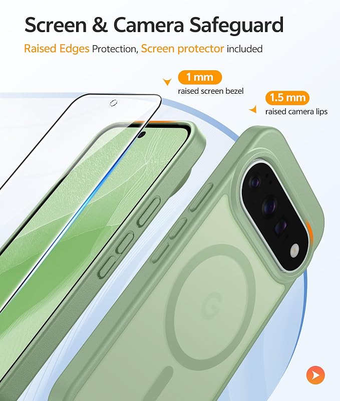 FNTCASE for Google Pixel 11 Pro Case/Pixel 11 Case, with Screen Protector | Fit for Magsafe, Translucent Matte, 14FT Military Grade Drop Protection, Shockproof Protective Phone Cover, Light Moss - Image 4