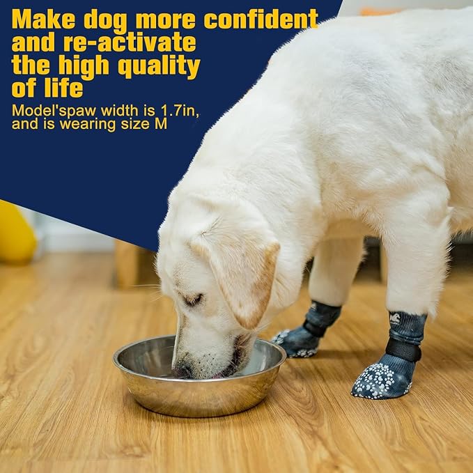 EXPAWLORER Anti Slip Dog Socks to Prevent Licking Paws, Dog Shoes for Hot Pavement, Dog Booties for Small Medium Large Senior Dogs, Traction Control Boots & Paw Protectors for Hardwood Floors - Image 7