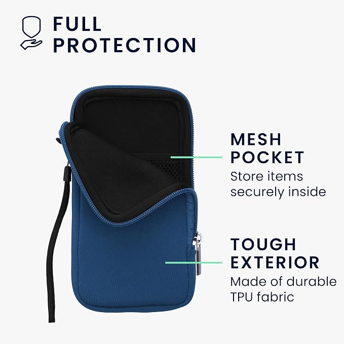 kwmobile Universal Phone Pouch Size XL - 6.7/6.8" - Neoprene Smartphone Pouch with Zip - Water-Repellent Mobile Phone Case - Sleeve in Blue - Image 3