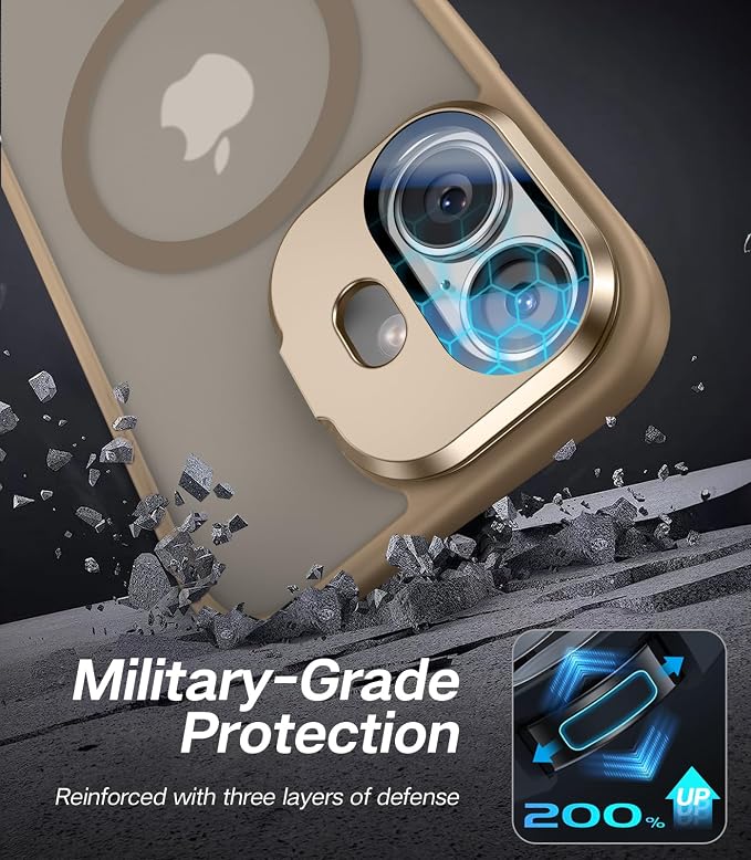 VOFATA [Upgraded] for iPhone 16 Case with Camera Cover Stand [Fit for MagSafe][9H Camera Lens Protector] Mil-Grade Protection Translucent Matte Silicone Magnetic iPhone 16 Phone Case, Rose Gold - Image 5