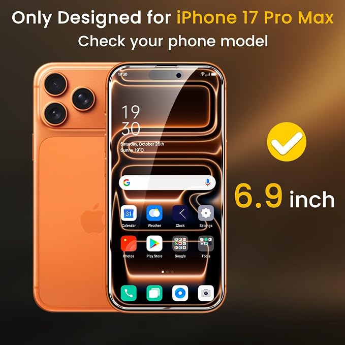 Romkasi 3 Pack Privacy Screen Protector for iPhone 17 Pro Max 6.9 Inch with 3 Pack Camera Lens Protector, Anti Spy Tempered Glass Film, Anti-Scratch, Touch Sensitive, Case Friendly - Image 2