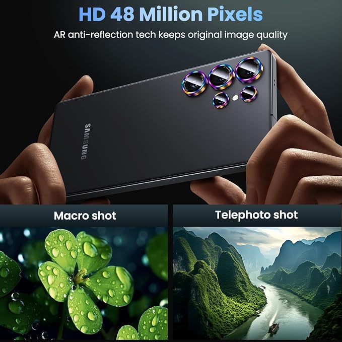 Uyiton for Samsung Galaxy S25 Ultra Camera Lens Protector, Unique Design | Case-Friendly, Ultra-Thin, Military-Grade Sapphire Glass with Aluminum Metal Rear Camera Screen Cover, Colorful - Image 2