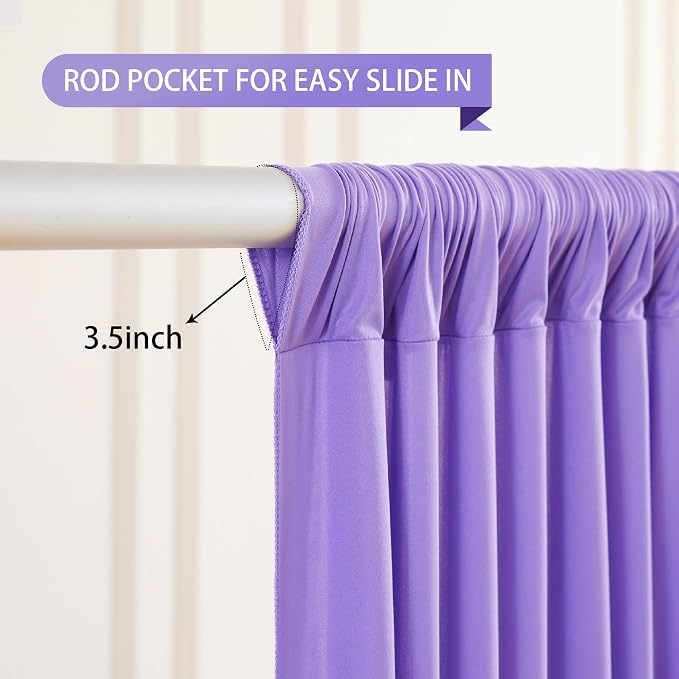 Lavender Backdrop Curtains 4 Panels - Wrinkle-Free Polyester Photography Drapes for Baby Shower & Party Background Backdrop Stand - 16 X10FT - Image 2