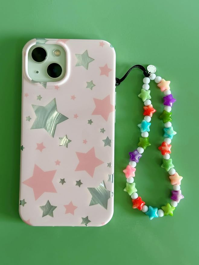 Drawwind Phone Charm Beaded Wristlet Strap Universal Cell Phone Lanyard Cute Bracelet Wrist Strap Beaded Chain String Handmade Accessories for Case Camera Bags (Star Girl) - Image 3