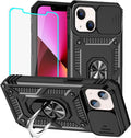 HNHYGETE for iPhone 13 Case with HD Screen Protector: [Military Grade 20ft. Drop Tested] Slide Camera Cover Ring Shockproof Protective Phone Case for - iPhone 13 (Black) by HNHYGETE