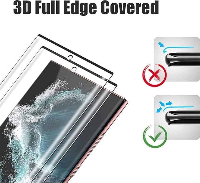 [2+2 Pack Galaxy S22 Ultra Screen Protector, 9H Tempered Glass Scratch Resistant, Ultrasonic Fingerprint Support, For Samsung Galaxy S22 Ultra 5G 6.8 Inch Glass Screen Protector - Image 6