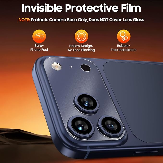 Uyiton 3Pack for iPhone 17 Pro Max Camera Plateau Protector, Matte PET Film | Ultra-Thin, Invisible & Bare-Hand Feel, Scratch-Resistant, Case-Friendly, Protects Camera Base Only – Not Cover Lens - Image 2