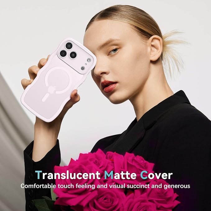 BENTOBEN Magnetic for iPhone 17 Pro Case, Cute Wavy Full Camera Protection [Compatible with MagSafe] Matte Anti-Slip Bumper Women Girls Boys Protective Cover for 17 Pro 6.3",Gray Pink - Image 8
