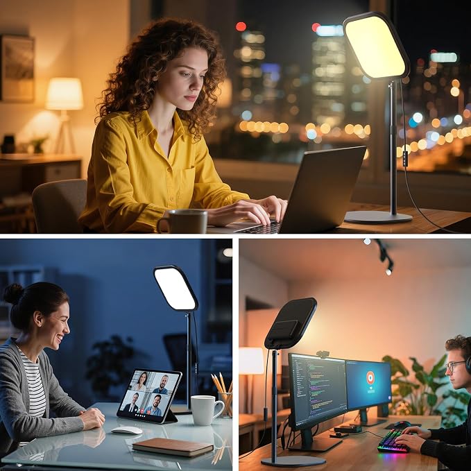10in Zoom Lighting for Computer, Full-Screen LED Video Conference Light, Desk Ring Light with Stand and Phone Holder for Video Call, Webcam, Home Office, Podcast, Online Meeting, Live Streaming - Image 6
