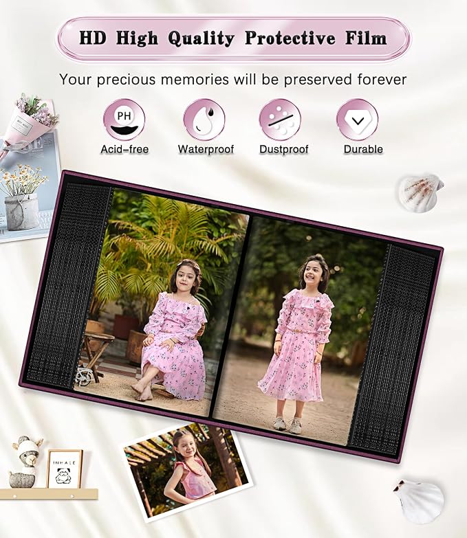 Ejblfe Photo Album 4x6,Linen Cover Slide-in Photo Album Book Can Holds 100 4x6 Photos with 50 Black Sheets for Family,Wedding,Baby and Holiday Pictures (Dark purple) - Image 4