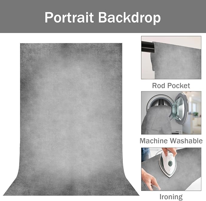 Grey Photography Backdrops for Photoshoot, Abstract Fabric 8x10ft | Vintage Studio Photo Backgrounds, Non Reflective, Easy to Use, for Portrait, Headshot, Product - Image 5