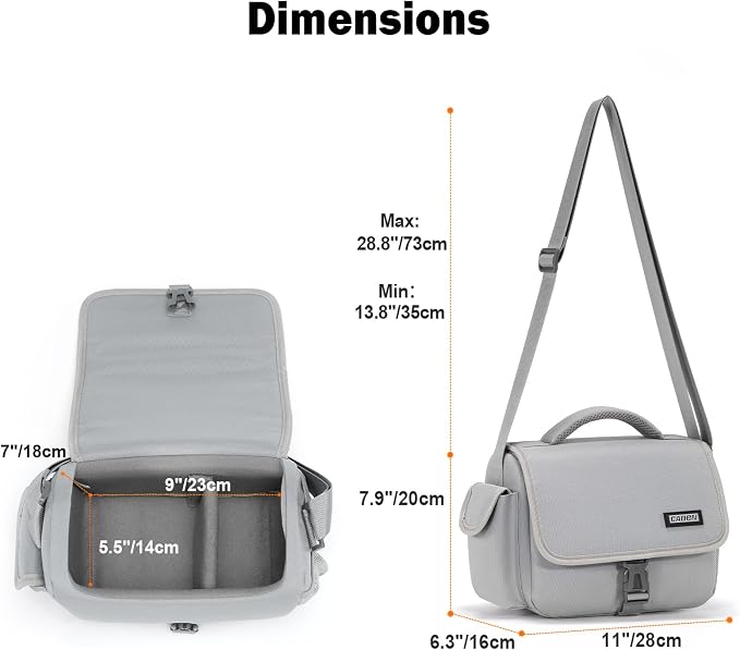 CADeN Camera Bag Case Shoulder Crossbody Bag Compatible for Nikon, Canon, Sony, DSLR SLR Mirrorless Cameras and Lenses (1.0 Grey, Small) - Image 8