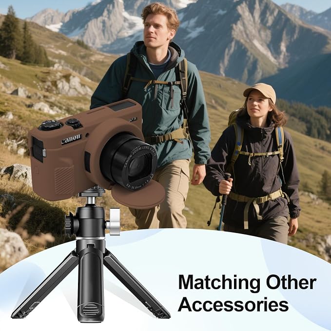 Case with Removable Lens Cover for Canon G7X Mark II/G7XII Camera(Brown) | Soft Silicone Camera Protective Case,Slim Fit,Anti-Scratch,Dustproof,Shockproof,Camera Accessories,For Travel,Daily Use - Image 6