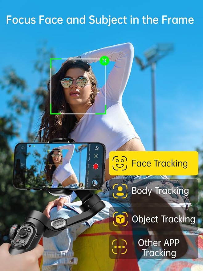 AOCHUAN Smart XE 3-Axis Phone Gimbal Stabilizer for iPhone | Foldable handheld smartphone gimbal w/focus wheel, TikTok, YouTube vlog, video creation, compatible with iPhone&Android - Image 2