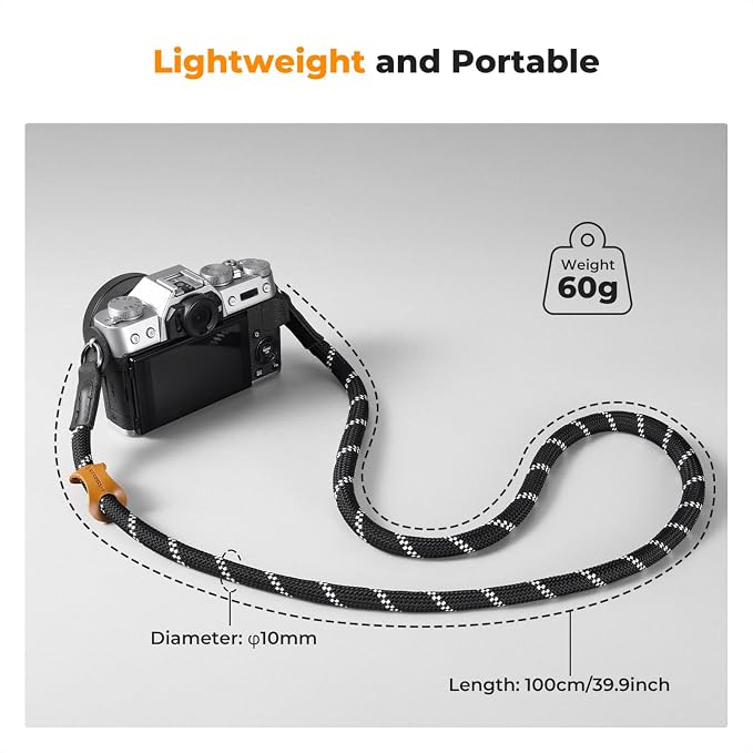 K&F CONCEPT Camera Neck Strap,100cm Camera Shoulder Strap | Nylon Rope, with O-ring for DSLR Camera, for Street Photography, BJ01 - Image 4