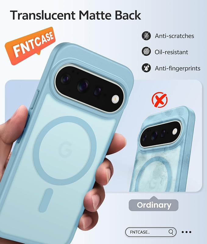 FNTCASE for Google Pixel 11 Pro Case / Pixel 11 Case, with Screen Protector | Fit for Magsafe, Translucent Matte, 14FT Military Grade Drop Protection, Shockproof Protective Phone Cover, Teal - Image 7