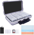 36-Slot SD Card Holder, Gray Memory Card Case with 36 Card Cases | SD Card Organizer with 36 Transparent Holders and 40 Writable Labels, Camera Card Storage by Micscrew