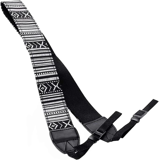 Camera Strap Canvas BlackWhite Shoulder Strap with Release Buckles | Adjustable Vintage Neck Shoulder Carrying Strap with Quick Release Buckles for DSLR SLR Most Digital Cameras - Image 4