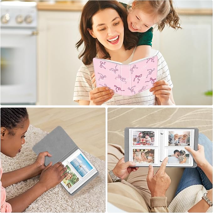 Fintie Mini Photos Album Book for 2x3 Inch Films - 104 Pockets Small Albums | For Fujifilm Instax Mini 13/12/11/99/40/Evo/Se/7+/Liplay Instant Camera, Photos Keepsakes, Kids Memory Book, Pink Bows - Image 6