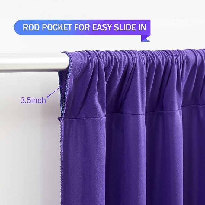 Purple Backdrop Curtains 2 Panels-Wrinkle-Free Purple Curtains Polyester Photography Drapes for Baby Shower Birthday Party Photo Background Backdrop Stand- 8 X10FT - Image 6