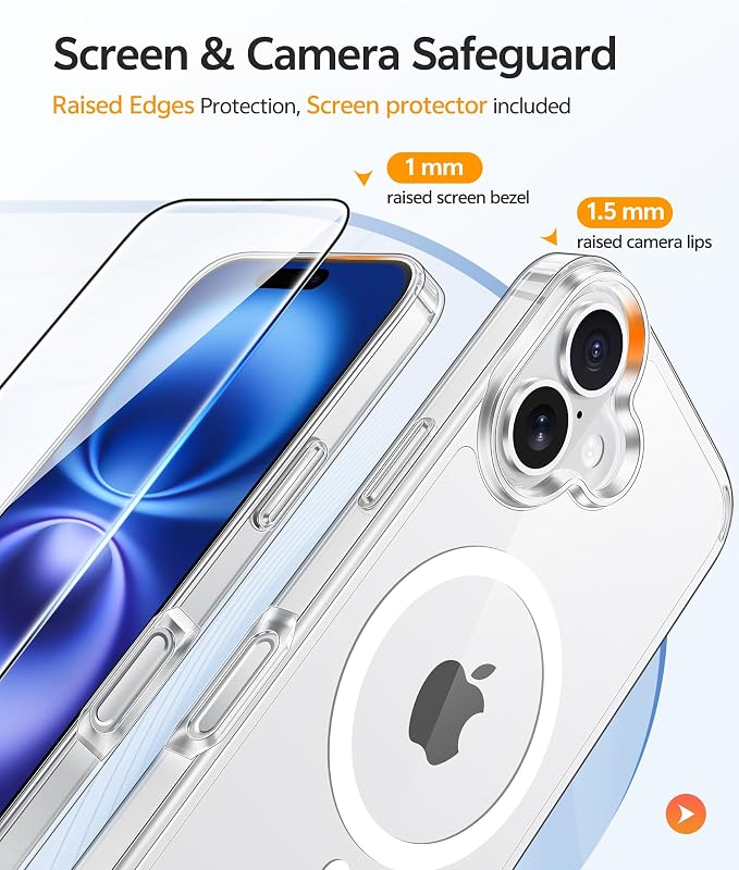 FNTCASE for iPhone 16 Plus Case Clear, Fit for Magsafe, Screen Protector | Anti Yellowing Magnetic Back, 14FT Military Grade Drop Protection, Shockproof Protective Phone Cover, Transparent - Image 4