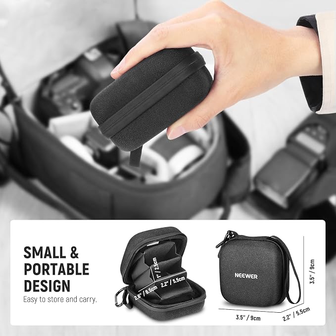 Neewer Storage Bag for 9 x 9 cm Filter, Shockproof Dustproof Waterproof Carrying Bag with Expandable Dividers, Wrist Strap and Carabiner for 3 Circular Filters 62 mm, PB11 - Image 4