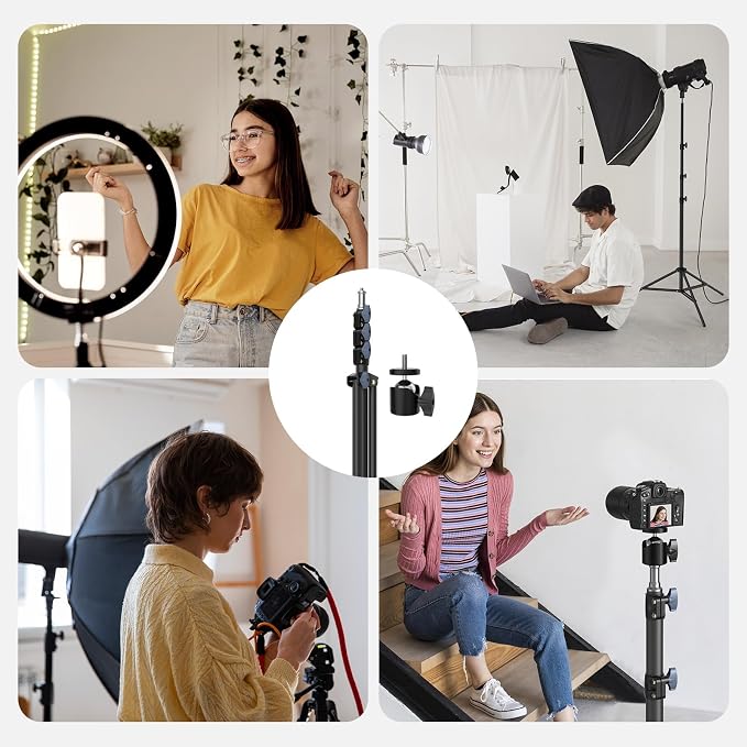 10ft/118 Heavy Duty Photography Light Stand, Tripod with 1/4" Screw | 10ft heavy-duty photography light stand with 1/4" screw, height adjustable stable support for ringlight studio Reflectors - Image 7