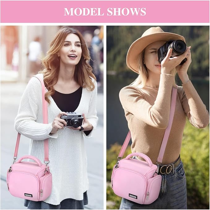 G-raphy Camera Bag Case Pink Small Photography Bags DSLR SLR MIRRORLESS BAG with Removal Straps - Image 5