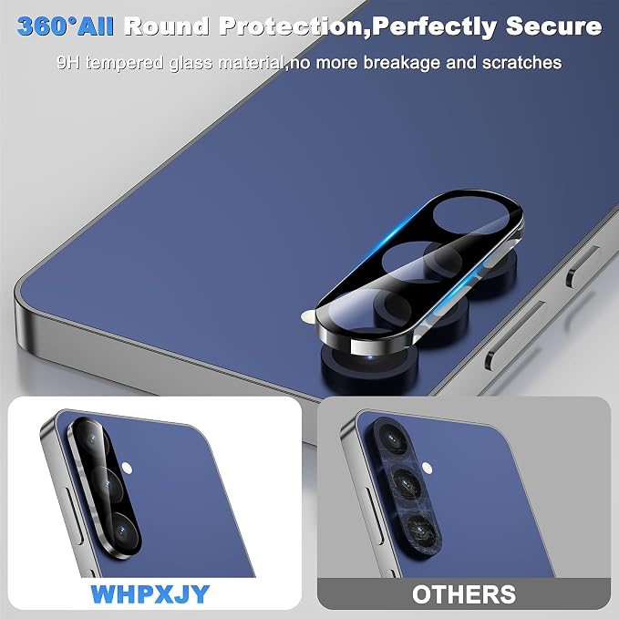 WHPXJY 2026 New Upgrade for 3 pack Samsung Galaxy S25 FE Camera Lens Protector-Tempered Glass Cover, 9H+ Shatterproof/Anti-scratch/Maintains Original Clarity/Easy to Install - Image 2