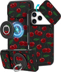 Buleens for iPhone 17 Pro Case 6.3 Inch - with Ring Stand & Camera Cover Aesthetic Cute Designed for Women Girls Girly Pretty Kawaii Cherry Teens Phone Case for iPhone 17 Pro Compatible with Magsafe by Buleens