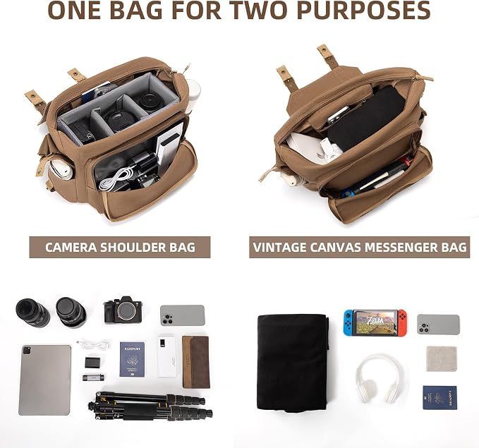 CADeN Camera Bag Case Canvas Compatible for Nikon, Canon, Sony DSLR/SLR Mirrorless Camera with Tripod Holder, Camera Shoulder Messenger Bag for Men/Women (1.0 Brown) - Image 4