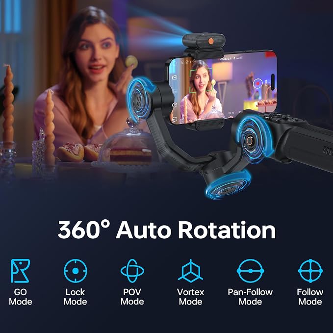 ZHIYUN Smooth 5S AI Pro Gimbal Stabilizer for Smartphone 3-Axis Phone Gimbal with AI Tracker, Magnetic/Built-in Fill Light, Storage Bag, iPhone Stabilizer for Video Recording Filming Vlogging | 3-Axis Phone Gimbal, Magnetic/Built-in Fill Light, Storage... - Image 5