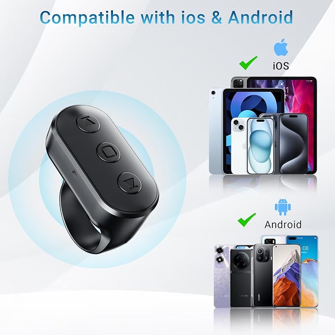 Phone Remote with Zoom for iPhone Android Camera Accessories, Phone Front/Rear Camera Flip Wireless Shutter, Content Creator Must Have Selfie Essentials for Photo Snap Tiktok YouTube Video Recording - Image 8