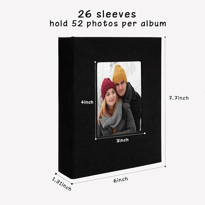 Small Photo Album 5x7 Linen Picture Book, Each Mini 26-Page Album Holds 52 Photos, Art Presentation Folder for Postcards & Picture Storage - Image 5