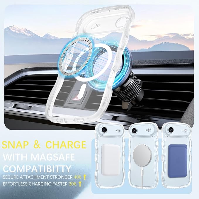 BENTOBEN Magnetic for iPhone Air Case 2025, Cute Wavy [Full Camera Protection] [Compatible with MagSafe] Matte Anti-Slip Bumper Women Girls Boys Protective Cover for iPhone 17 Air 6.5", Clear White - Image 4