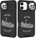 for iPhone 16 Plus Case - Women Men Cute Phone Cover Girly Cool Fancy Unique Aesthetic Design Slide Camera Cover Protective Case for Apple for iPhone 16 Plus,Lying Skuul by Goocrux