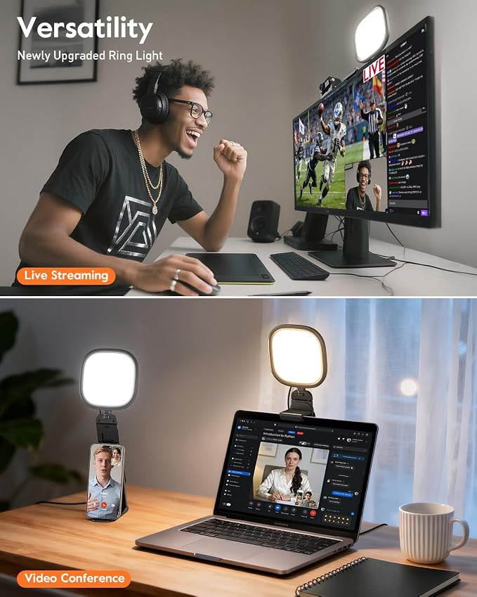 Ring Light for Laptop, Monitor, Desk, Eye-Caring Diffused LED Light | Soft Computer Light with Screen-Safe Clip, Adjustable Mount, CRI 97.8+, 50 Lighting Modes for Zoom, Video Calls & Streaming - Image 3
