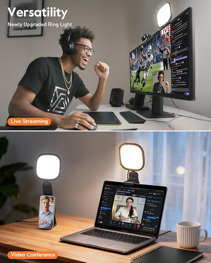 Ring Light for Laptop, Monitor, Desk, Eye-Caring Diffused LED Light | Soft Computer Light with Screen-Safe Clip, Adjustable Mount, CRI 97.8+, 50 Lighting Modes for Zoom, Video Calls & Streaming - Image 3
