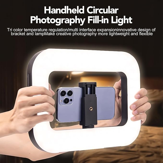 Smartphone Ring Selfie Light Kit Handheld LED Mobile Video Stabilizer Fill Lighting Rig Lights Built-in 8000mAh Battery Rechargeable for Phone Camera, YouTube, TIK tok Video Recording, Make up - Image 2