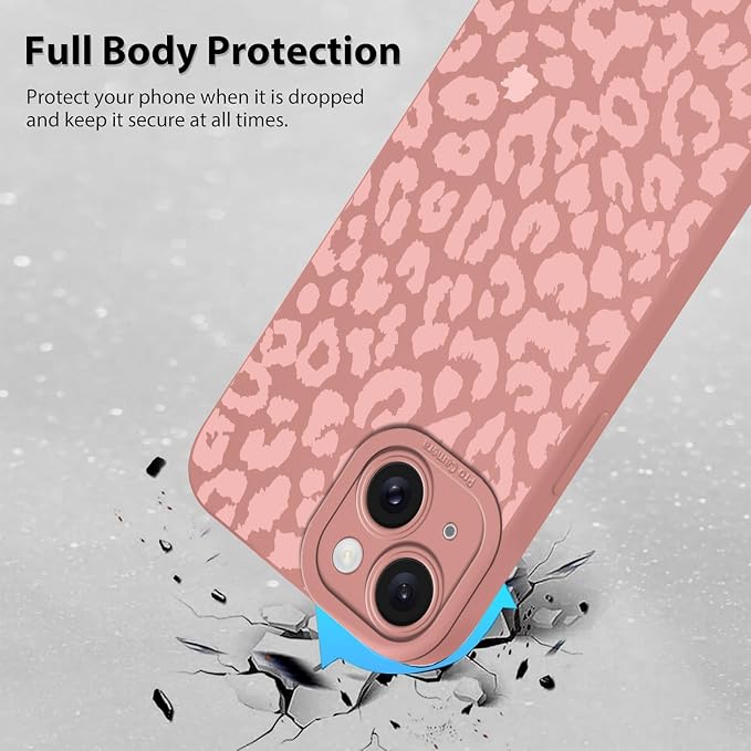 Cute Pink Cheetah Print Phone Case for iPhone 15 6.1" | Aesthetic Leopard Pattern Design Cover Full Camera Lens Protective Shockproof Soft Slim TPU Funda for Women Girls - Image 3