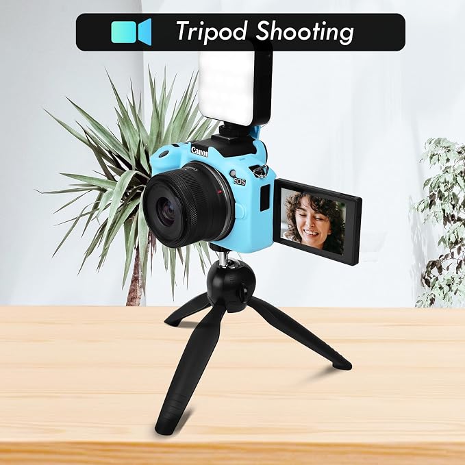 Rieibi EOSR50 EOS R50 Case, Soft Silicone Protective Case for Canon EOS R50 EOSR50 Vlogging Camera, Lightweight EOS R50 Camera Case Grip Cover Body Skin - Light Blue - Image 6