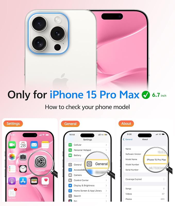 FNTCASE for iPhone 15 Pro Max Case, Fit for Magsafe, Glass Screen Protector | Full Camera Protection, Translucent Matte, 14FT Military Grade Drop Proof, Shockproof Protective Phone Cover, Light Pink - Image 2