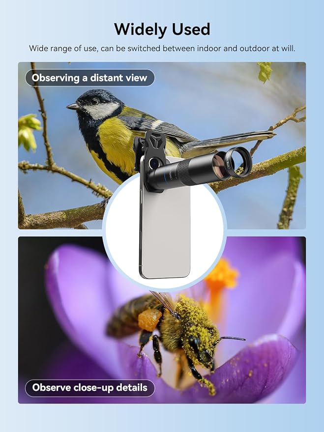 MIAO LAB 10X Telephoto + 200mm Macro Lens for iPhone, 2-in-1 Telephoto & Macro with Universal Clip, Compatible with iPhone 17/16/15/14/13 Series, Samsung, Pixel & Most Android Phones - Image 6