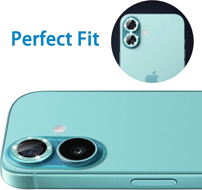 Designed for iPhone 16 and 16 Plus Camera Lens Protector, Bling Glitter Diamond Lens Cover 9H Tempered Glass Camera Cover Anti Scratch Shockproof Screen Protector - Image 6